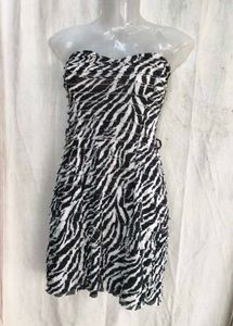 91810. Zebra Print Strapless Mini Dress