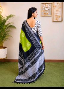 Panna Batik Linen Saree
