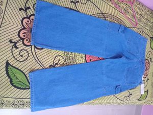 Blue Wide Leg Cargo Jeans