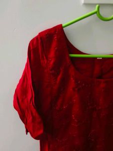 Elegant Red Embroidered Kurta