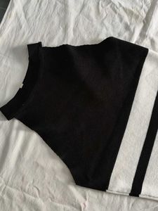 Black &amp; White Striped Bodycon Dress