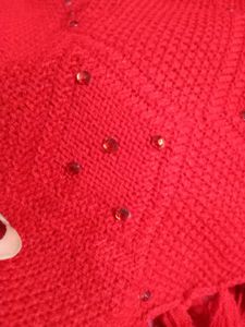 Red Knitted Poncho