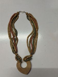 Boho Wood Pendant Beaded Necklace