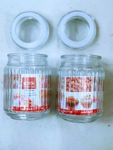 New Set of 2 Glass Jars with air tight Lid