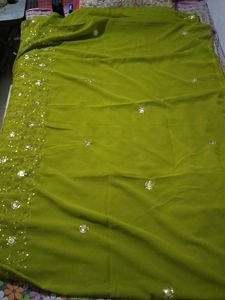 New Green Embellished Saree with blouse piece