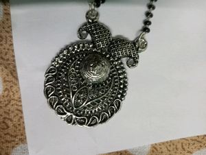 Beautiful Silver Oxidised Mangalsutra With Earring