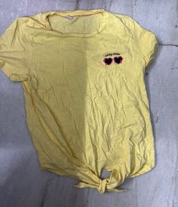 Yellow Graphic T-Shirt with Heart Sunglasses