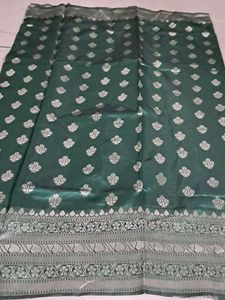 Elegant Dark Green Silk Saree