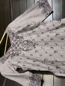 Grey Printed Kurta with Dupatta