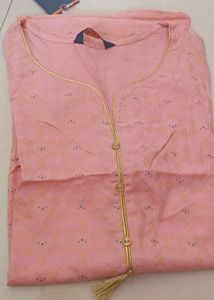 Dhuni Brand  Baby Pink Straight Kurta With 3/4 Sleeves