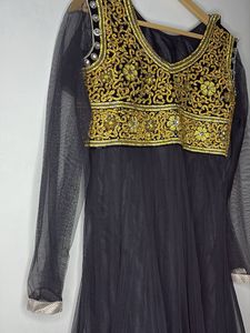 Elegant Black &amp; Gold Anarkali gown