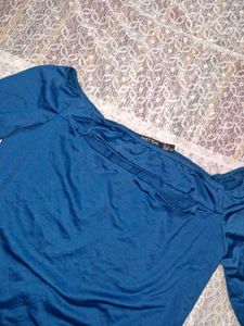 Elegant Blue Long Sleeve Bodysuit