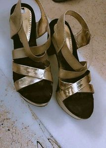 Golden And Black Heels, Party Wear 4 Inch Heels