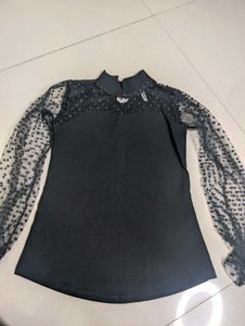 Stylish Black Top Sheer Sleeves