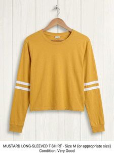 Mustard Long-Sleeved Striped T-Shirt