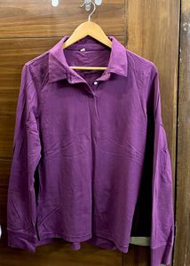 Purple Long Sleeve Collared Top