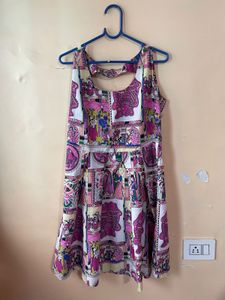 Vibrant Pink Ethnic Print Dress