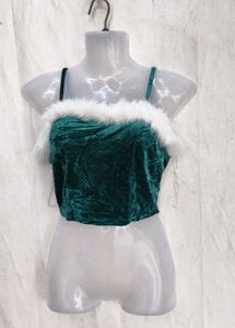 24216. Festive Velvet Crop Top