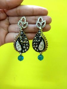 Exquisite Blue &amp; Gold Heavy Earrings