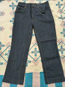 Zara Cropped Classic Straight Blue Denim Jeans