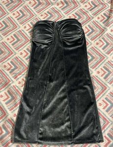 Velvet Strapless Ruched  Dress