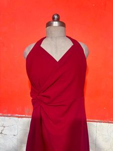 Elegant Red Halter Neck Dress