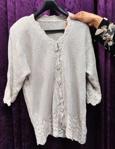 Pretty Off white Silverish Cardigan