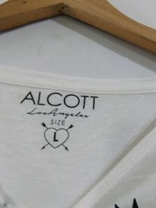 White Printed Round Neck T-Shirt (Women)