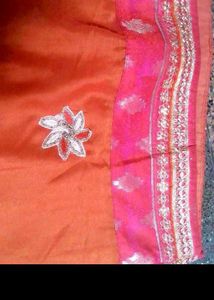 Vibrant Orange Embroidered saree Blouse