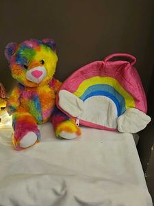 Rainbow Teddy Bear with Carrier