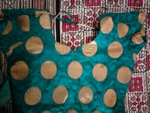 Teal &amp; Gold Polka Dot Blouse