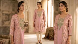 Elegant Pink Kurta Set with Jacket
