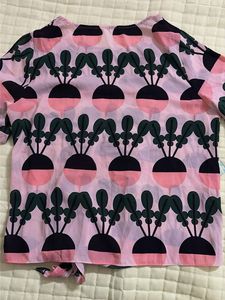 Pink Radish Print Tie-Front Top