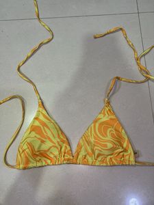 Y2K Yellow Swirl Bikini Top