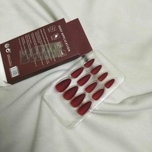 Matte Red Almond Press-On Nails