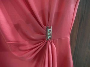 Coral Ruched Sheath Dress medium size