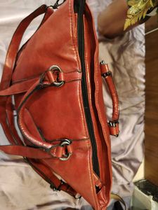 Chic Red Faux Leather Tote Bag