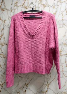 M&amp;S Collection Soft Pink Fuzzy V-Neck Sweater
