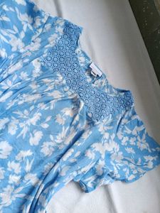 Blue Floral Print Top
