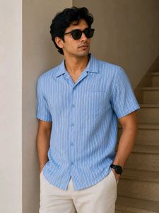 Men's Khadi Shirt Blue - ( Brand new)