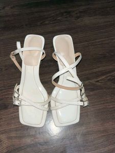 Stylish White Strappy Heeled Sandals
