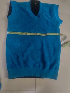 V-Neck Sleeveless Blue Sweater