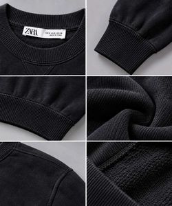 BLACK TEXTURED CREW NECK SWEATSHIRT