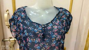 Sheer Floral Print Top