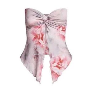 252510. Y2K Floral Twist Front Top