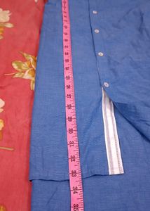 Blue Short Kurta For Men , Ode By House Of Pataudi