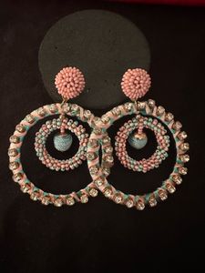 Beaded rhinestone Statement Earrings