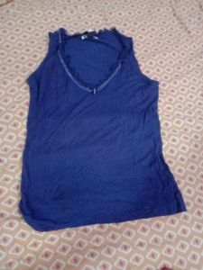 Blue V-Neck Tank Top