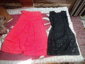 Stylish Black Kurta with Red Palazzo Pants