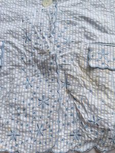 Pretty Blue Embroidered Blouse